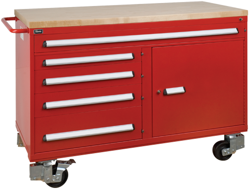 Vidmar Mobile Workcenter — 5 Drawers with Work Surface (RP1954 45″ / RP1952 60″)